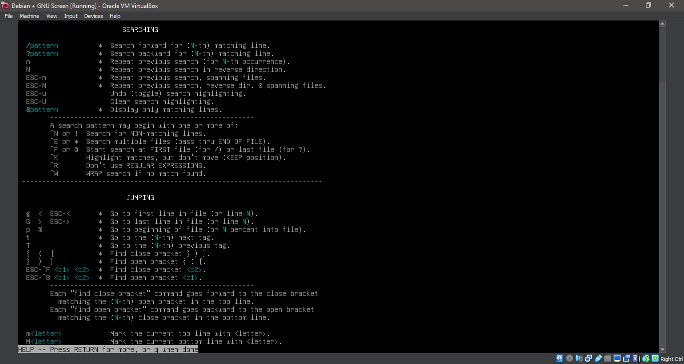 Running 'man screen'